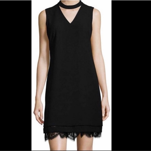 Karl Lagerfeld Dresses & Skirts - KARL LAGERFIELD little black dress v-neck cutout lace bottom dress 10